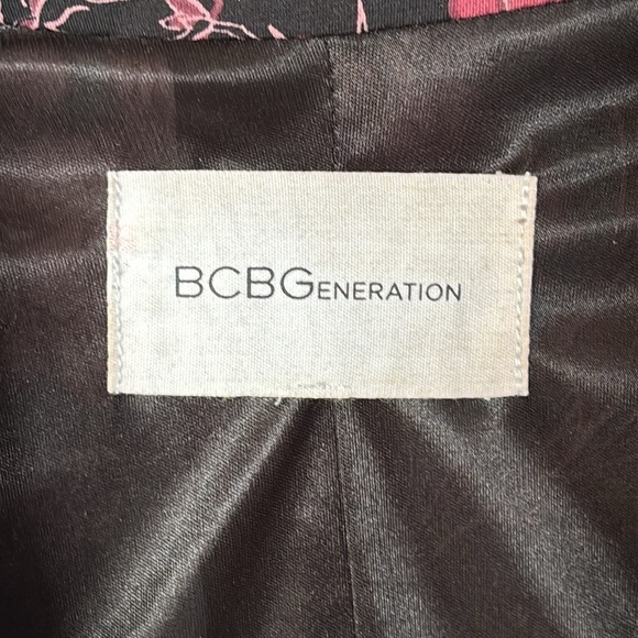 BCBGeneration Black & Pink Floral Draped Blazer Satin Lined Suit Jacket Office - Picture 5 of 13
